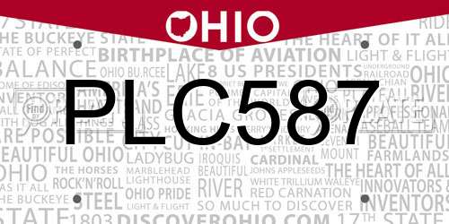 PLC587 Ohio License Plate