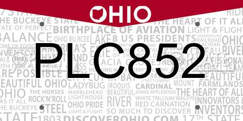 PLC852 Ohio License Plate