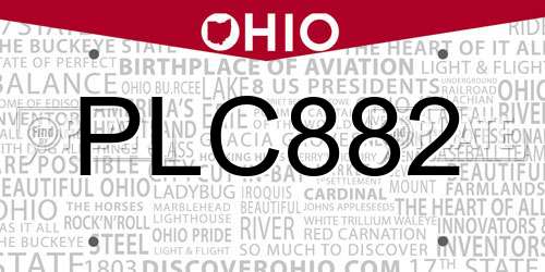 PLC882 Ohio License Plate