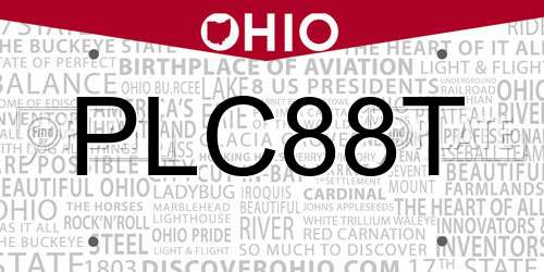PLC88T Ohio License Plate