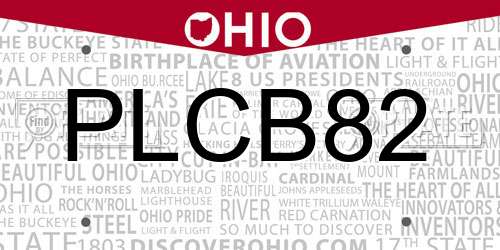 PLCB82 Ohio License Plate