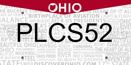 PLCS52 Ohio License Plate