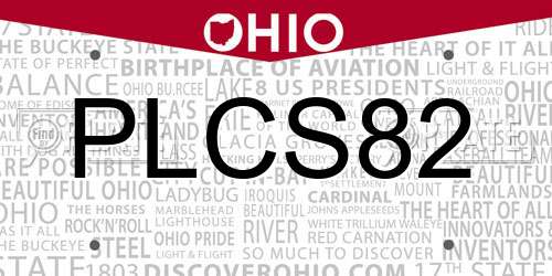 PLCS82 Ohio License Plate