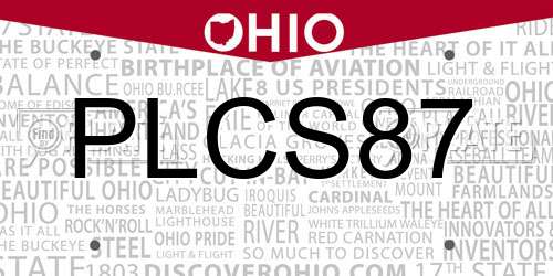 PLCS87 Ohio License Plate