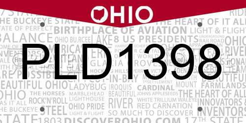 PLD1398 Ohio License Plate