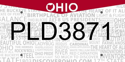 PLD3871 Ohio License Plate