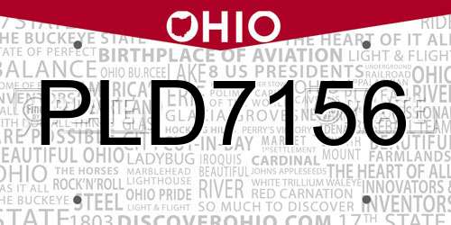 PLD7156 Ohio License Plate