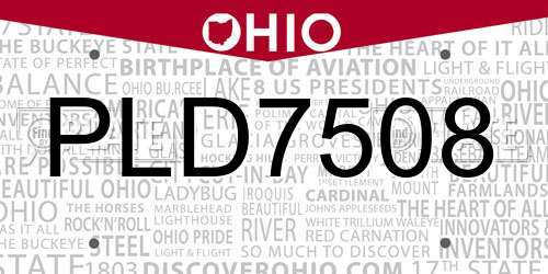 PLD7508 Ohio License Plate