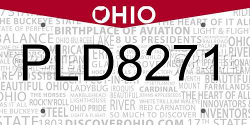 PLD8271 Ohio License Plate
