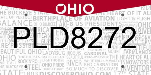 PLD8272 Ohio License Plate