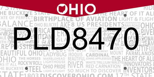 PLD8470 Ohio License Plate
