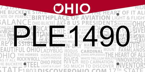 PLE1490 Ohio License Plate