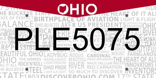 PLE5075 Ohio License Plate