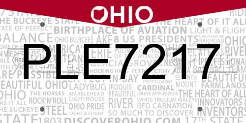 PLE7217 Ohio License Plate