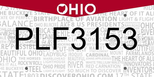 PLF3153 Ohio License Plate