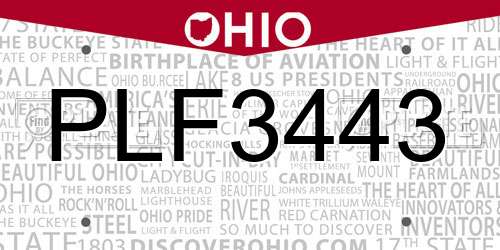 PLF3443 Ohio License Plate