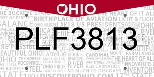 PLF3813 Ohio License Plate