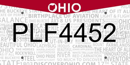 PLF4452 Ohio License Plate