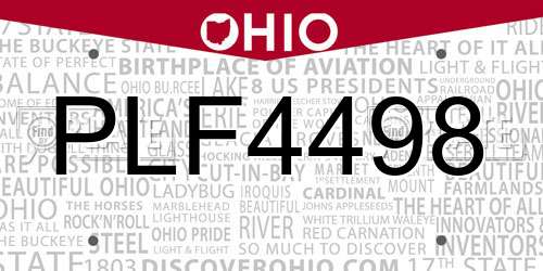 PLF4498 Ohio License Plate