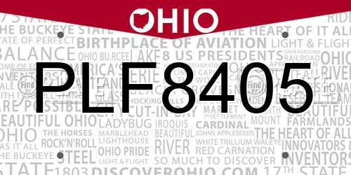PLF8405 Ohio License Plate