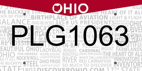 PLG1063 Ohio License Plate