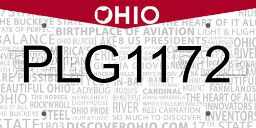 PLG1172 Ohio License Plate