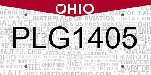PLG1405 Ohio License Plate