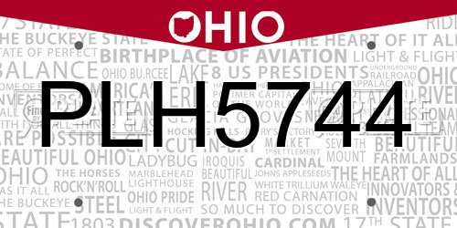 PLH5744 Ohio License Plate