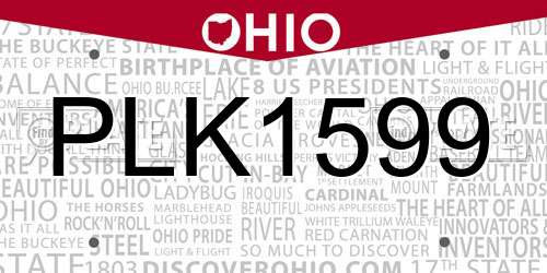 PLK1599 Ohio License Plate
