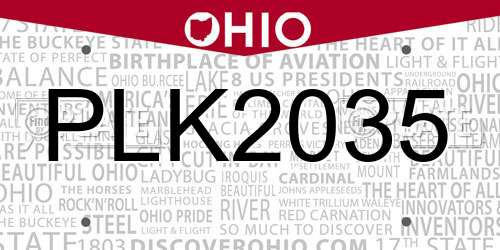 PLK2035 Ohio License Plate