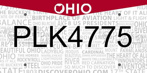 PLK4775 Ohio License Plate