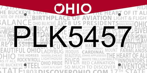 PLK5457 Ohio License Plate