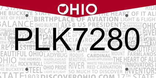 PLK7280 Ohio License Plate