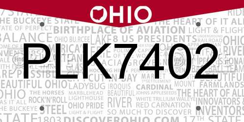 PLK7402 Ohio License Plate