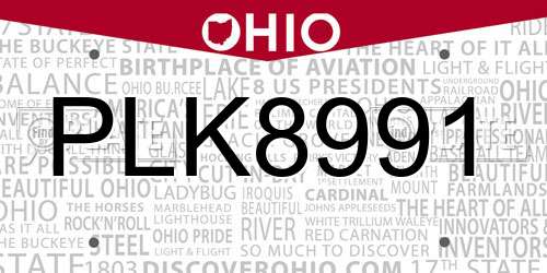 PLK8991 Ohio License Plate