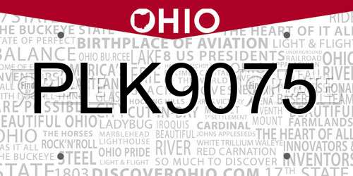PLK9075 Ohio License Plate