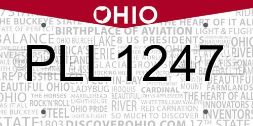 PLL1247 Ohio License Plate