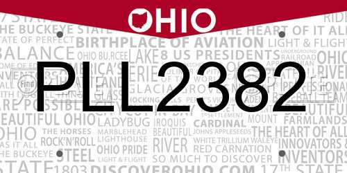 PLL2382 Ohio License Plate