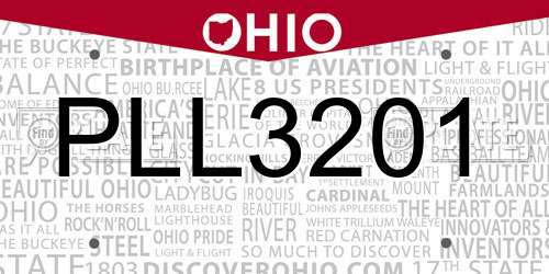 PLL3201 Ohio License Plate