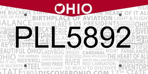 PLL5892 Ohio License Plate
