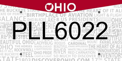 PLL6022 Ohio License Plate