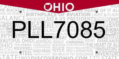 PLL7085 Ohio License Plate