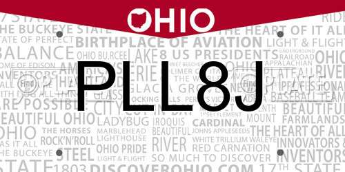 PLL8J Ohio License Plate