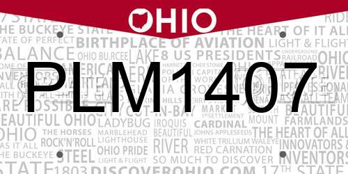 PLM1407 Ohio License Plate