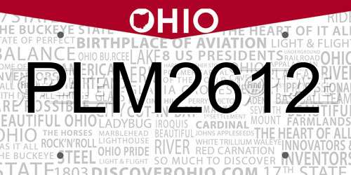 PLM2612 Ohio License Plate