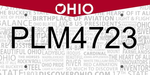 PLM4723 Ohio License Plate