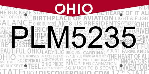 PLM5235 Ohio License Plate