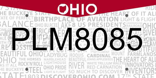 PLM8085 Ohio License Plate