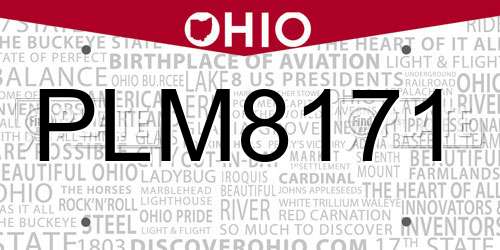 PLM8171 Ohio License Plate
