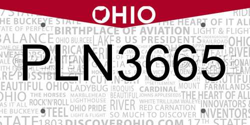 PLN3665 Ohio License Plate